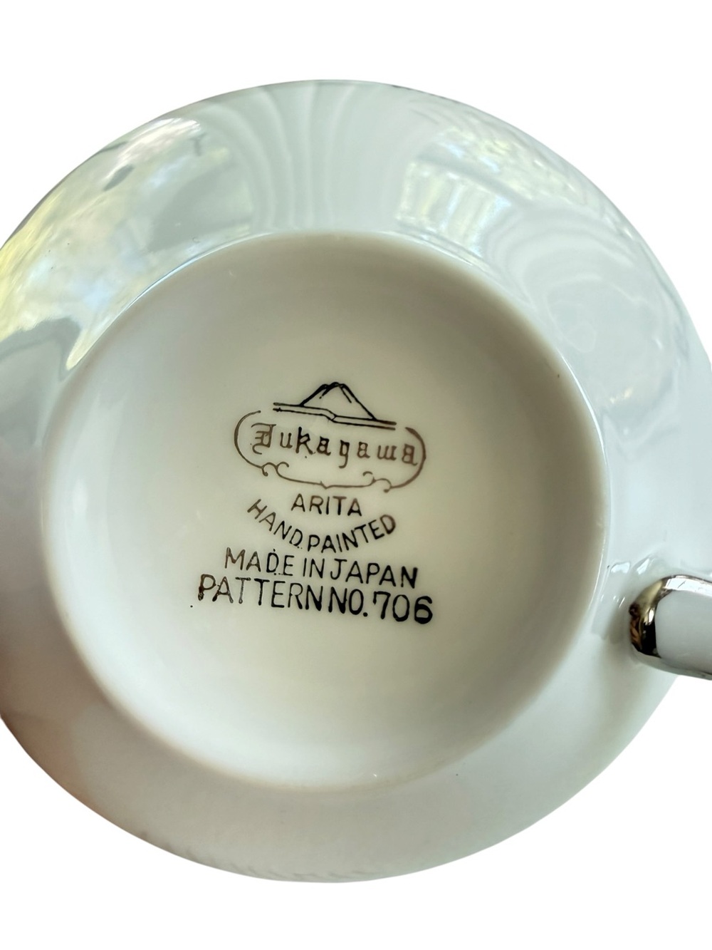 Fukagawa Arita Japan Hand Painted Tea Cup Set of 6 Pattern 706 Silver Rim - Picture 6 of 10